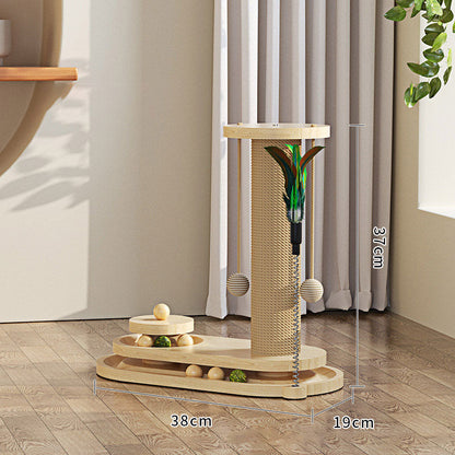 🐾 50% OFF! ✨ Interactive Cat Scratching Post – Sisal-Wrapped Durable Post, Feather Teaser & Ball Toys & Sturdy Stable Base – Healthy Scratching & Hours of Fun 🎾