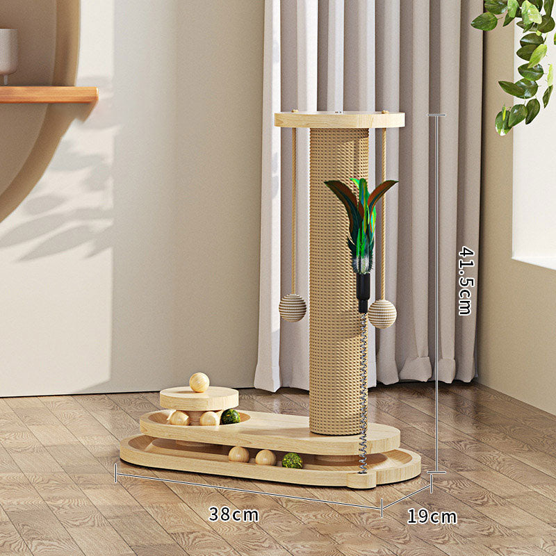 🐾 50% OFF! ✨ Interactive Cat Scratching Post – Sisal-Wrapped Durable Post, Feather Teaser & Ball Toys & Sturdy Stable Base – Healthy Scratching & Hours of Fun 🎾