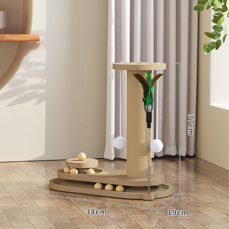 🐾 50% OFF! ✨ Interactive Cat Scratching Post – Sisal-Wrapped Durable Post, Feather Teaser & Ball Toys & Sturdy Stable Base – Healthy Scratching & Hours of Fun 🎾