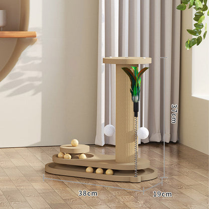 🐾 50% OFF! ✨ Interactive Cat Scratching Post – Sisal-Wrapped Durable Post, Feather Teaser & Ball Toys & Sturdy Stable Base – Healthy Scratching & Hours of Fun 🎾