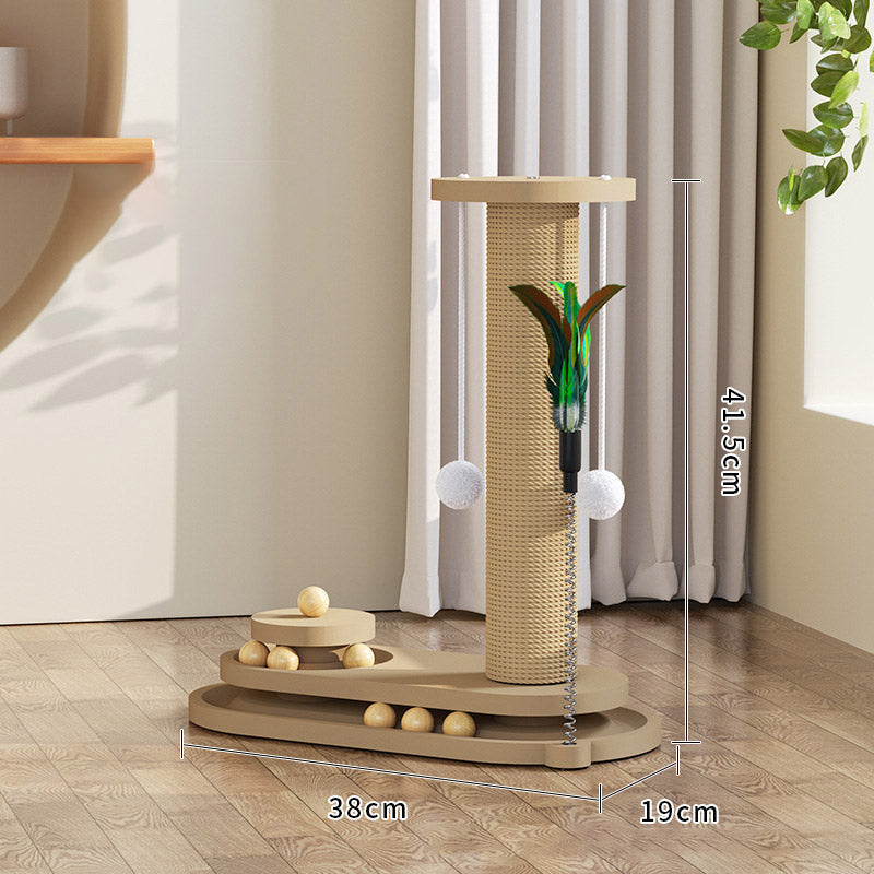 🐾 50% OFF! ✨ Interactive Cat Scratching Post – Sisal-Wrapped Durable Post, Feather Teaser & Ball Toys & Sturdy Stable Base – Healthy Scratching & Hours of Fun 🎾