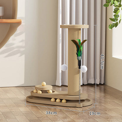🐾 50% OFF! ✨ Interactive Cat Scratching Post – Sisal-Wrapped Durable Post, Feather Teaser & Ball Toys & Sturdy Stable Base – Healthy Scratching & Hours of Fun 🎾