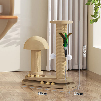 🐾 50% OFF! ✨ Interactive Cat Scratching Post – Sisal-Wrapped Durable Post, Feather Teaser & Ball Toys & Sturdy Stable Base – Healthy Scratching & Hours of Fun 🎾