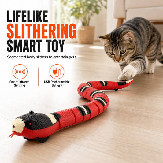 🐍✨Smart Sensing Electric Snake Toy with Obstacle Avoidance – Banded Krait Interactive Prank Toy for Kids