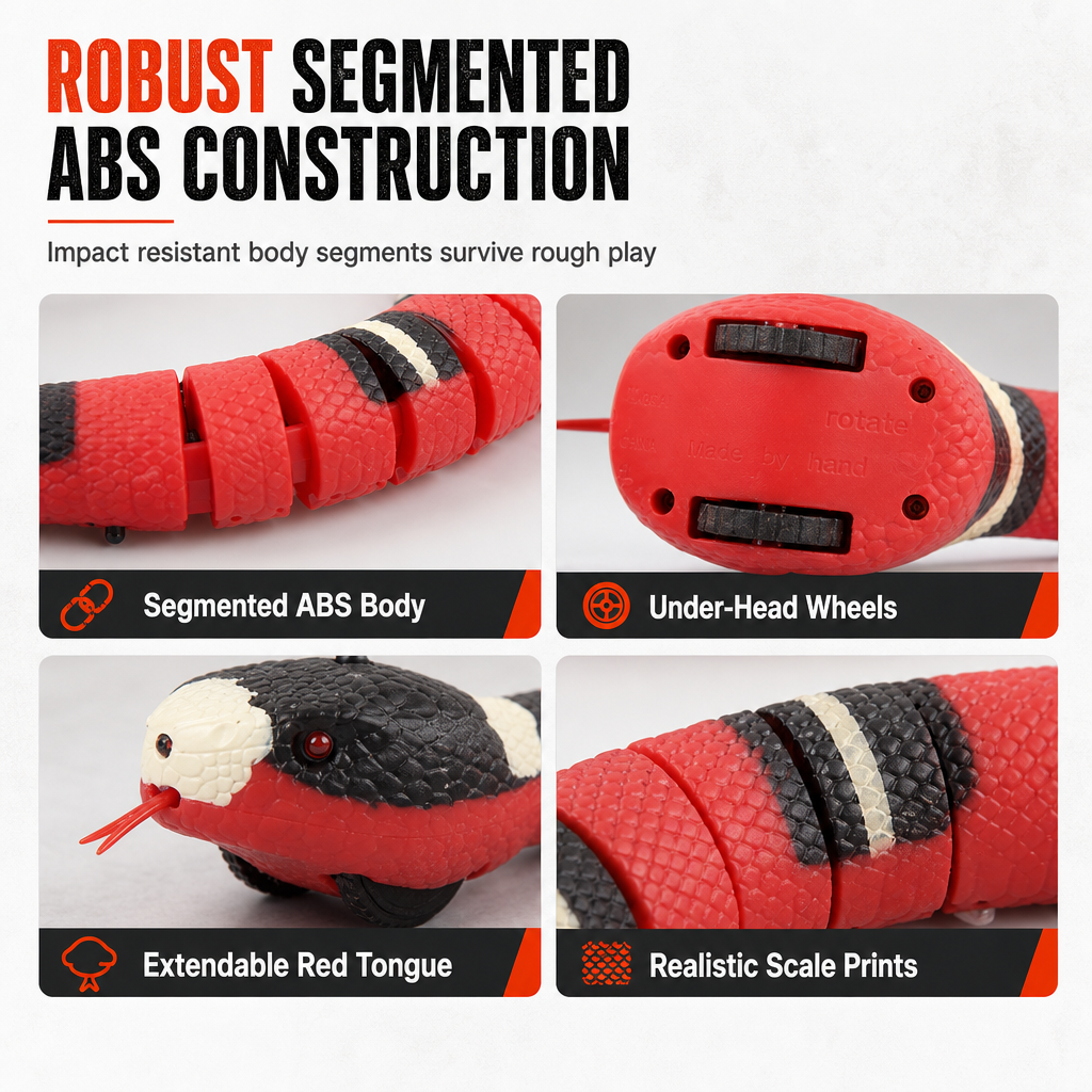 🐍✨Smart Sensing Electric Snake Toy with Obstacle Avoidance – Banded Krait Interactive Prank Toy for Kids