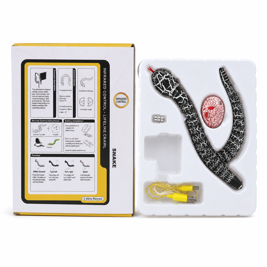 🐍✨Smart Sensing Electric Snake Toy with Obstacle Avoidance – Banded Krait Interactive Prank Toy for Kids