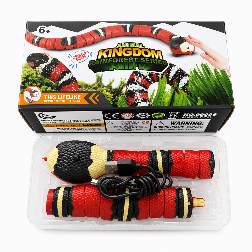 🐍✨Smart Sensing Electric Snake Toy with Obstacle Avoidance – Banded Krait Interactive Prank Toy for Kids