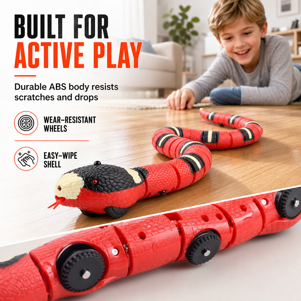 🐍✨Smart Sensing Electric Snake Toy with Obstacle Avoidance – Banded Krait Interactive Prank Toy for Kids