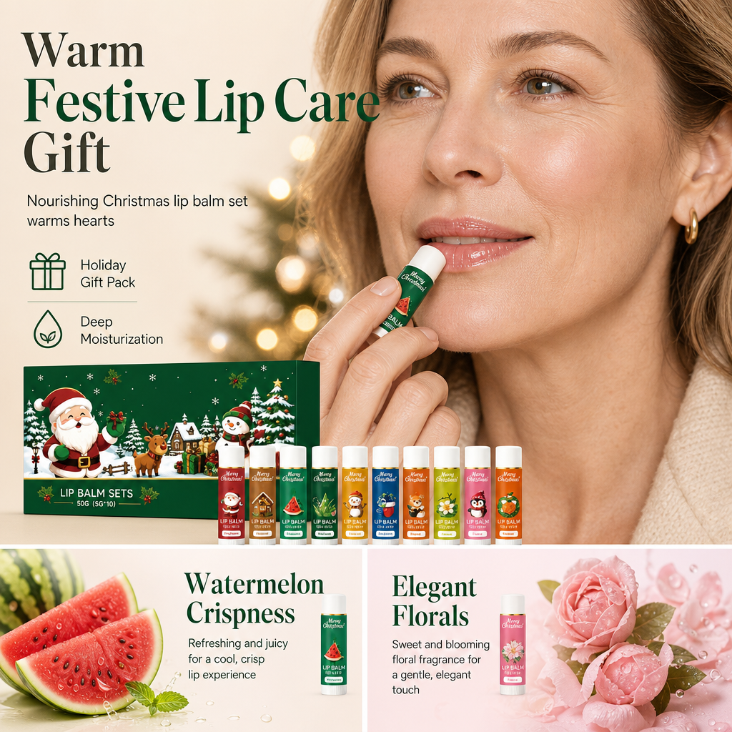 🎄💋Christmas Moisturizing Lip Balm Set – Hydrating, Long-Lasting, Perfect Holiday Gift