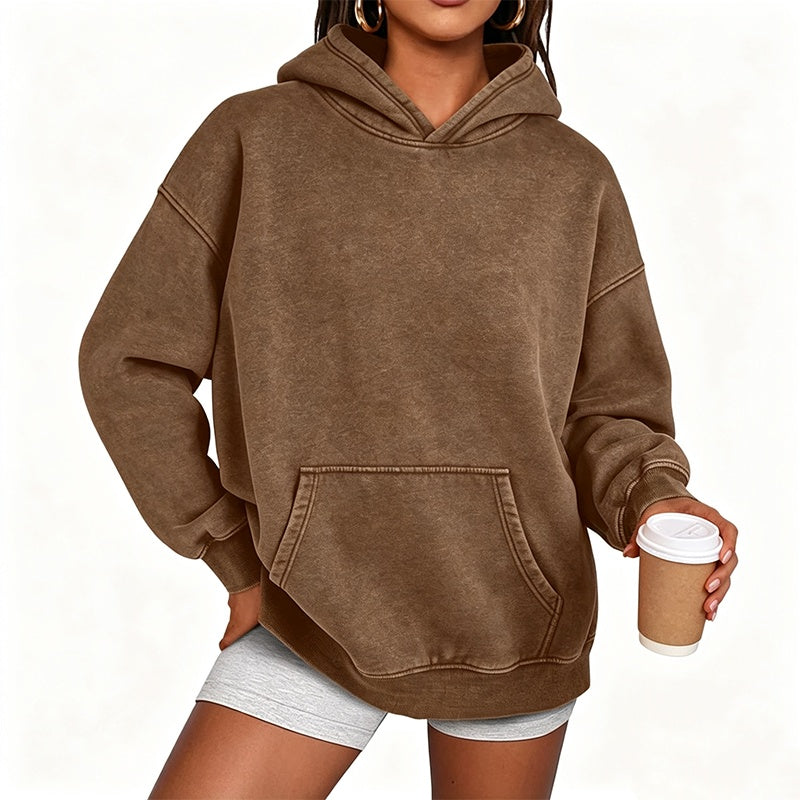 Womens Acid Wash Hoodie Oversized Long Sleeve Fall Fashion Sweatshirts