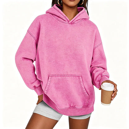 Womens Acid Wash Hoodie Oversized Long Sleeve Fall Fashion Sweatshirts