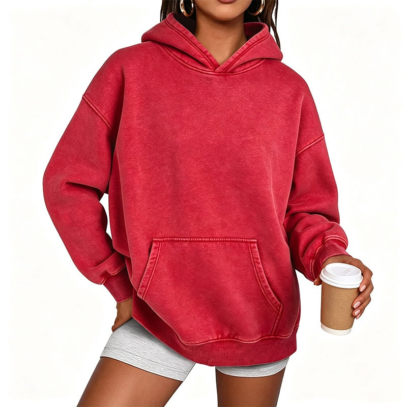 Womens Acid Wash Hoodie Oversized Long Sleeve Fall Fashion Sweatshirts