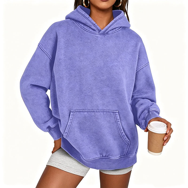 Womens Acid Wash Hoodie Oversized Long Sleeve Fall Fashion Sweatshirts