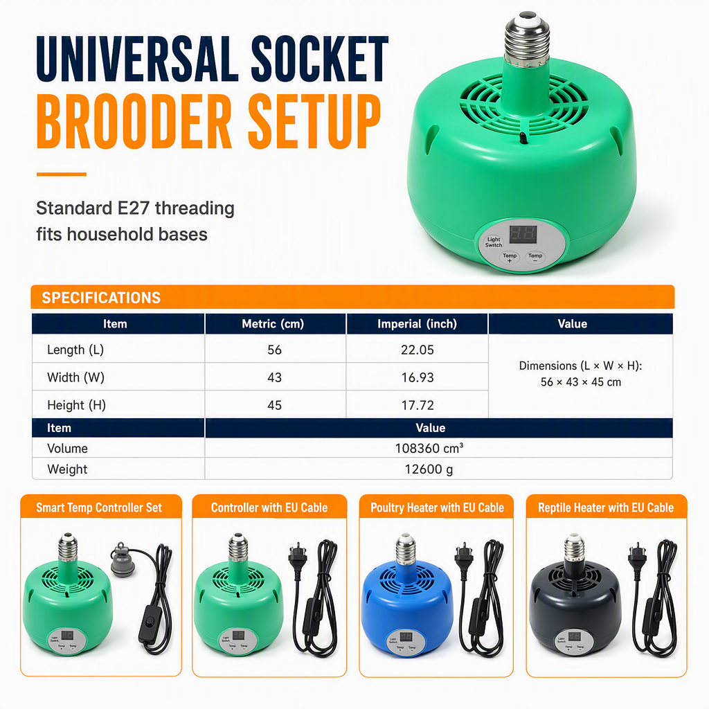 🐣🌡️Intelligent Temperature Control Brooder Heater – Constant Warmth, Safe & Energy-Saving for Chicks