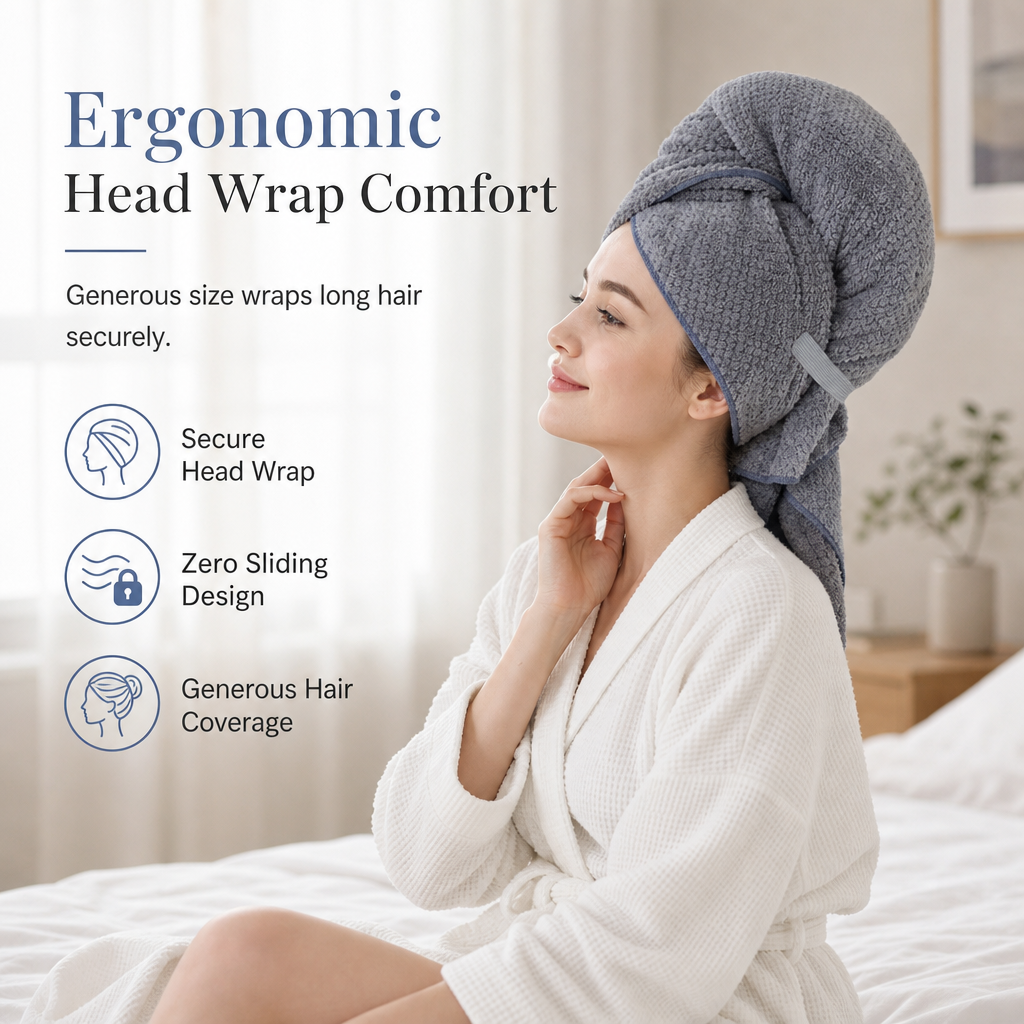 🍍💇‍♀️Coral Fleece Hair Drying Towel for Women 60×100cm – Pineapple Grid, Super Absorbent, Quick-Drying Head Wrap Turban