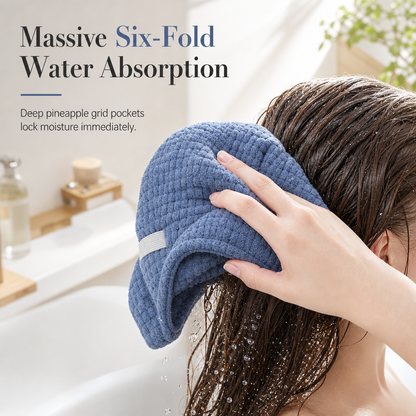 🍍💇‍♀️Coral Fleece Hair Drying Towel for Women 60×100cm – Pineapple Grid, Super Absorbent, Quick-Drying Head Wrap Turban