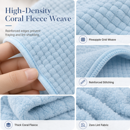 🍍💇‍♀️Coral Fleece Hair Drying Towel for Women 60×100cm – Pineapple Grid, Super Absorbent, Quick-Drying Head Wrap Turban
