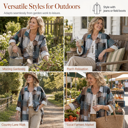 🍂Casual Loose Fit Plaid Long Sleeve Shirt Plus Size Sun Protection Outerwear for Spring and Autumn