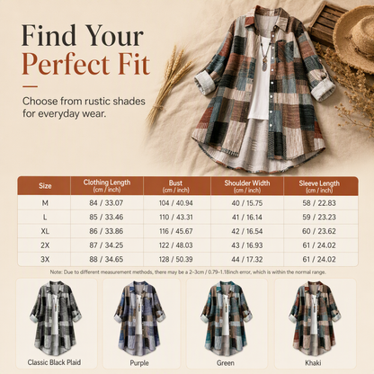 🍂Casual Loose Fit Plaid Long Sleeve Shirt Plus Size Sun Protection Outerwear for Spring and Autumn