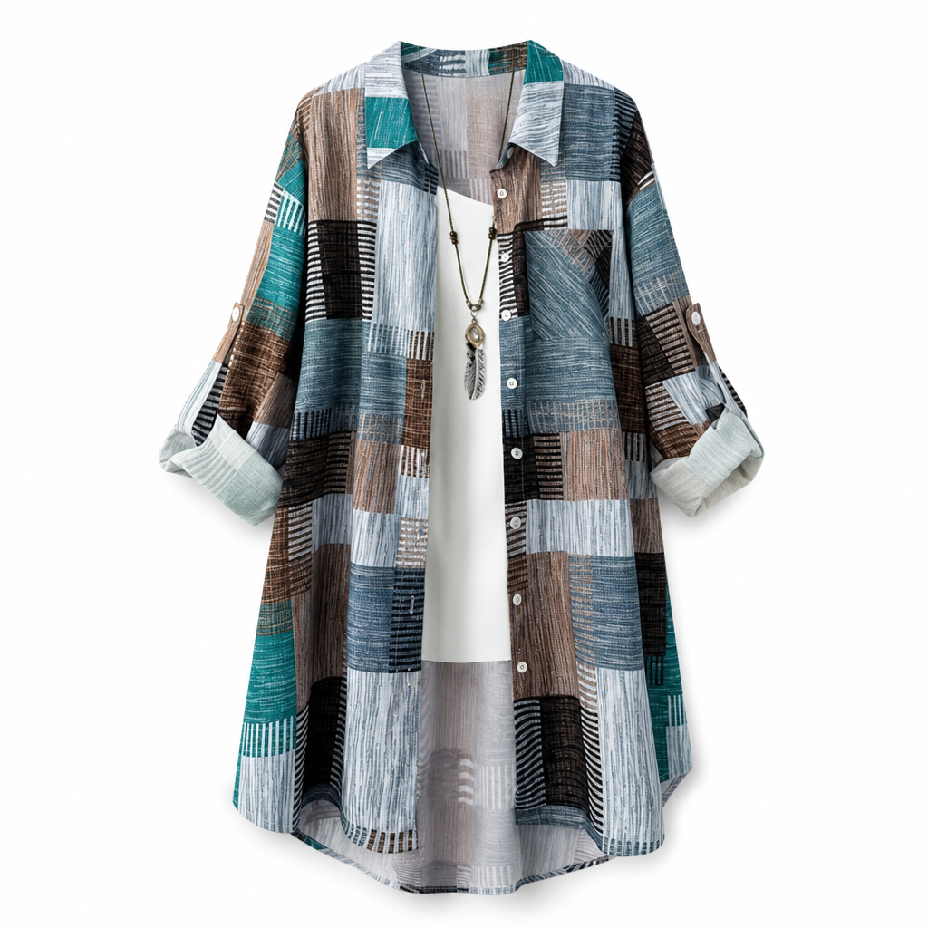🍂Casual Loose Fit Plaid Long Sleeve Shirt Plus Size Sun Protection Outerwear for Spring and Autumn