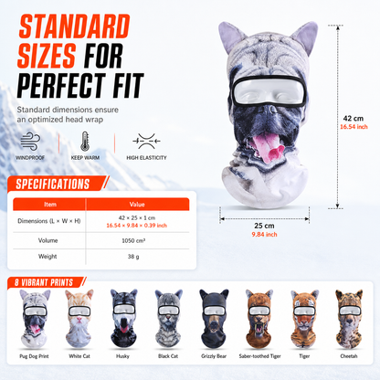 🦊Animal Print Windproof Balaclava Face Mask – Warm, Wind-Resistant, Stylish Outdoor Protection