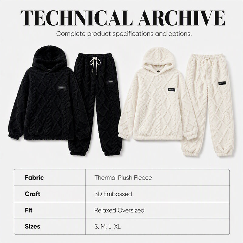 🔥 50% OFF | Women's Plush 3D Textured Hoodie & Pants Set – Cozy Winter Two-Piece
