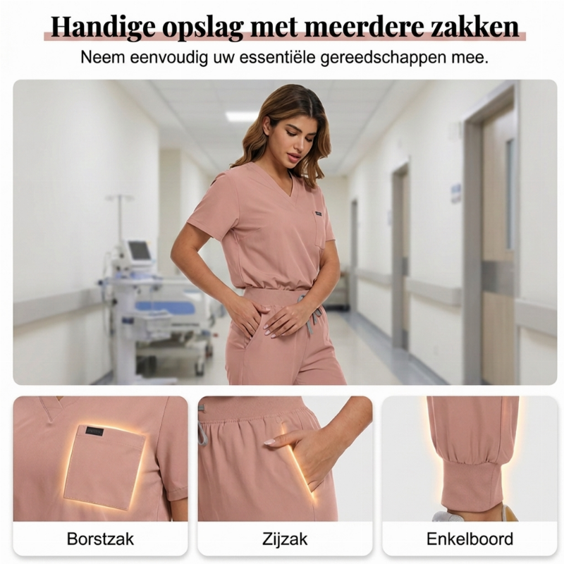 🩺 Comfort voor elke werkdag ✨ Ademend Scrubspak voor Dames – Lichtgewicht, Comfortabel & Bewegingsvrijheid