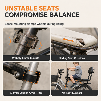 🚲👶Bicycle Child Seat with Backrest & Cushion – For Mountain Bikes, Safe & Comfortable Parent-Child Cycling