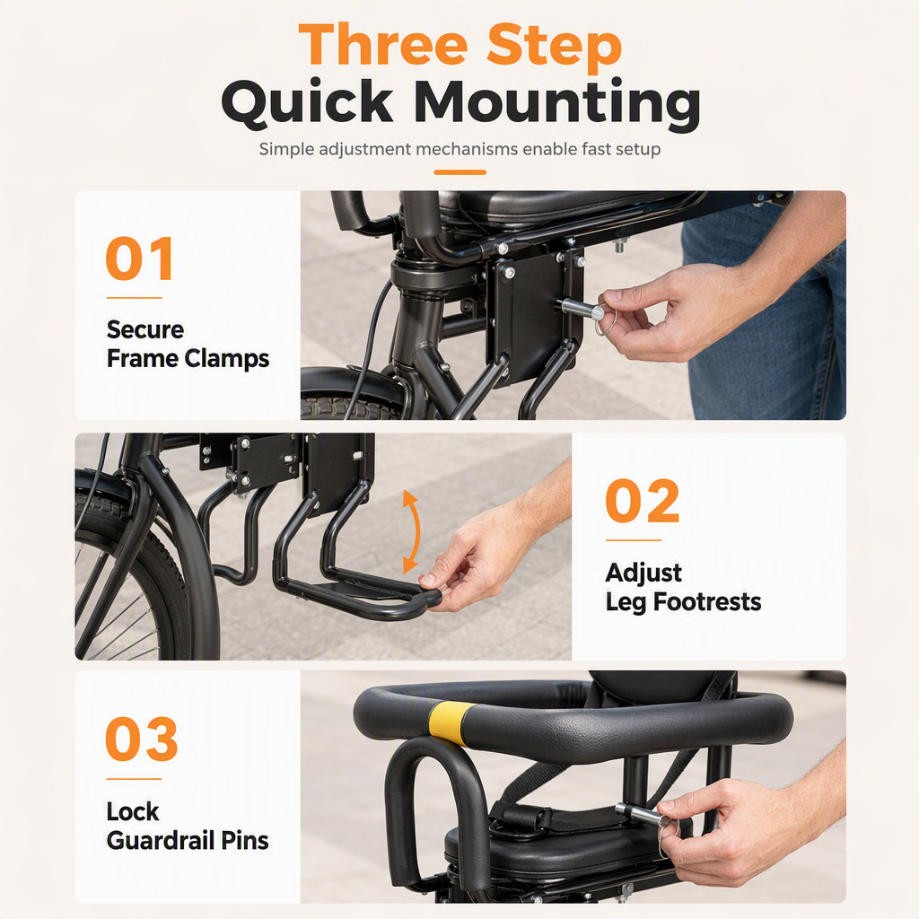 🚲👶Bicycle Child Seat with Backrest & Cushion – For Mountain Bikes, Safe & Comfortable Parent-Child Cycling
