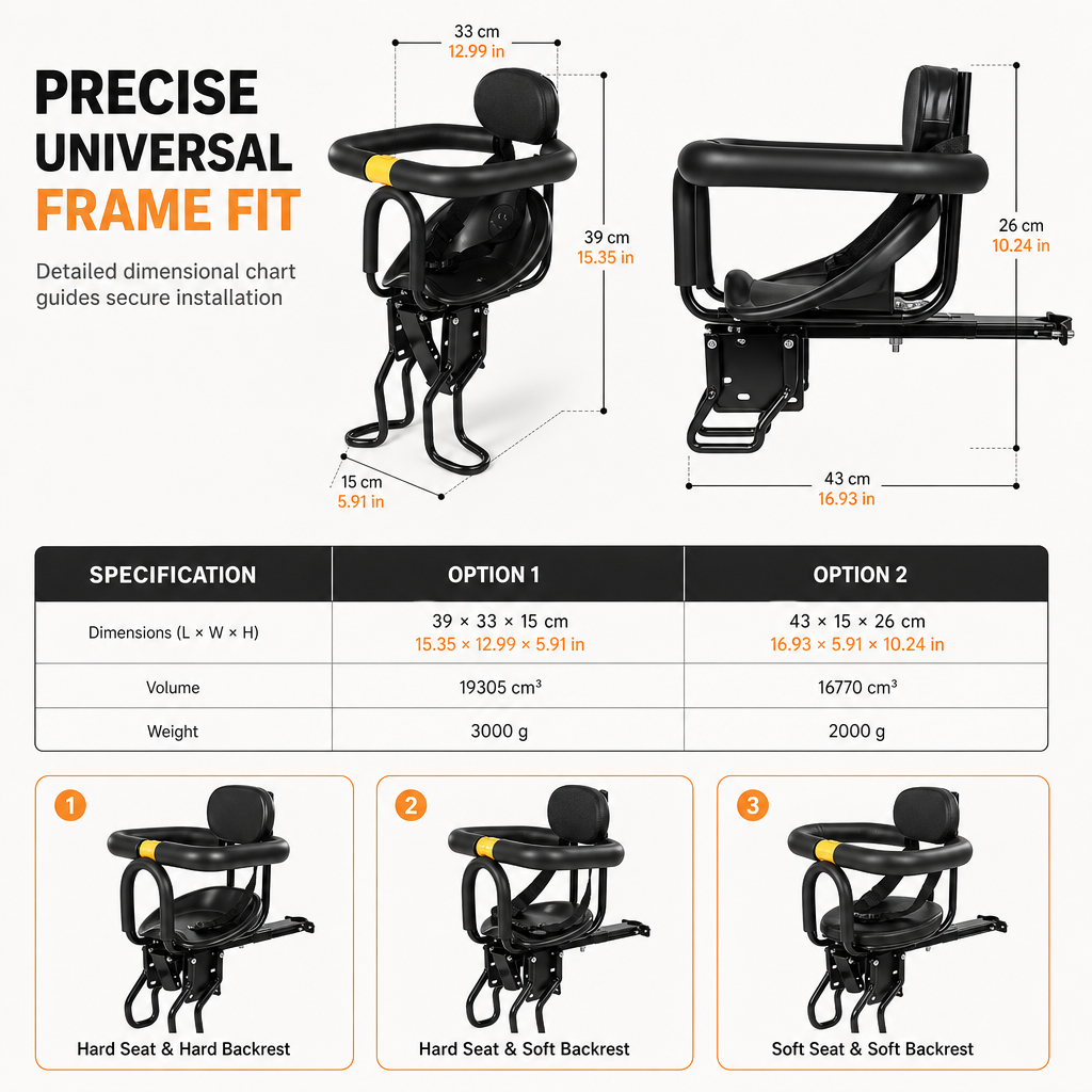 🚲👶Bicycle Child Seat with Backrest & Cushion – For Mountain Bikes, Safe & Comfortable Parent-Child Cycling