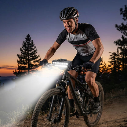 🚴 Dual Beam Bike Light: 30 LEDs, Digital Battery Display, 7 Modes, USB-C, Up to 20H Runtime