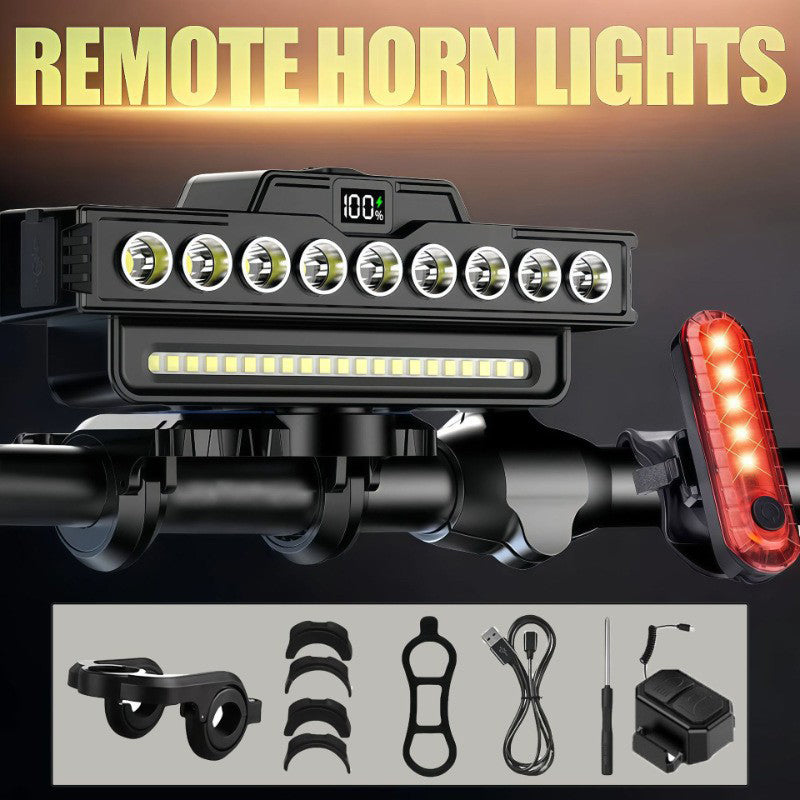🚴 Dual Beam Bike Light: 30 LEDs, Digital Battery Display, 7 Modes, USB-C, Up to 20H Runtime