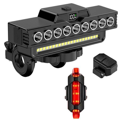 🚴 Dual Beam Bike Light: 30 LEDs, Digital Battery Display, 7 Modes, USB-C, Up to 20H Runtime