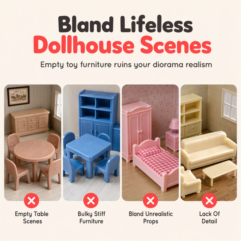 🏠 50% OFF! ✨ Miniature Folding Table & Chair Toy Set – Retro Wood-Grain Scale Models, Realistic Simulated Play Food & Space-Saving Foldable Design – Perfect Dollhouse Pretend Play for Kids 🍽️
