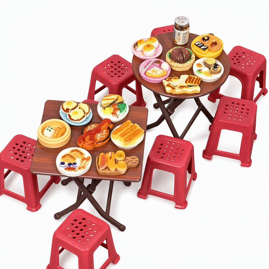 🏠 50% OFF! ✨ Miniature Folding Table & Chair Toy Set – Retro Wood-Grain Scale Models, Realistic Simulated Play Food & Space-Saving Foldable Design – Perfect Dollhouse Pretend Play for Kids 🍽️