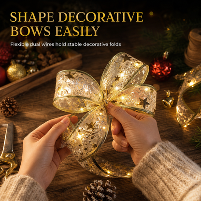 🎄✨Christmas Tree Ribbon String Lights – Festive Glow, Flexible Ribbon Design, Perfect Holiday Decor