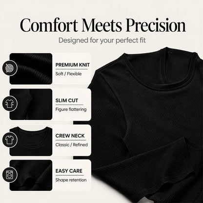 ⏳LAST DAY SALE ONLY￡11.99!!⭐🧶 Ribbed Texture, Easy Everyday Fit | Women's Classic Crew-Neck Knit Top