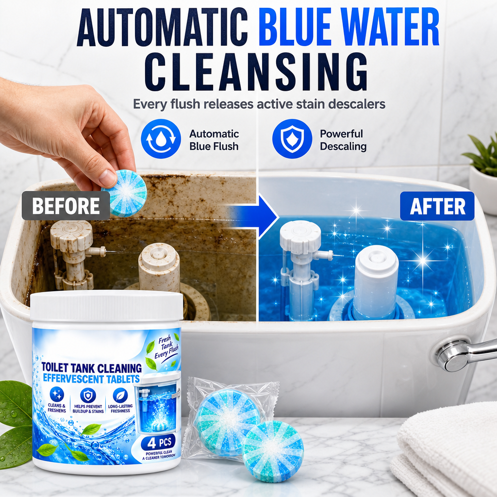 🚽✨Effervescent Toilet Bowl & Tank Cleaning Tablets – Fast-Acting, Deep Clean, Removes Stains & Odors