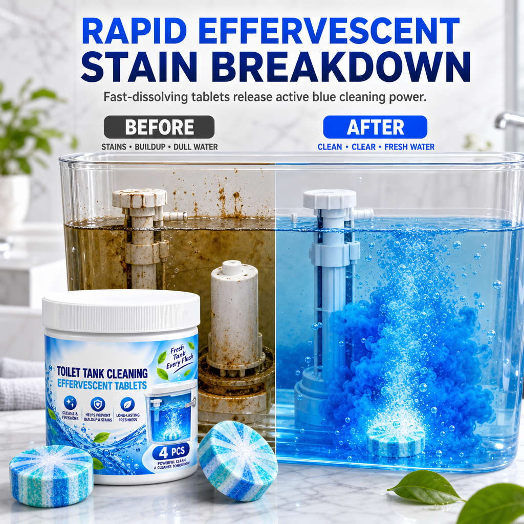 🚽✨Effervescent Toilet Bowl & Tank Cleaning Tablets – Fast-Acting, Deep Clean, Removes Stains & Odors