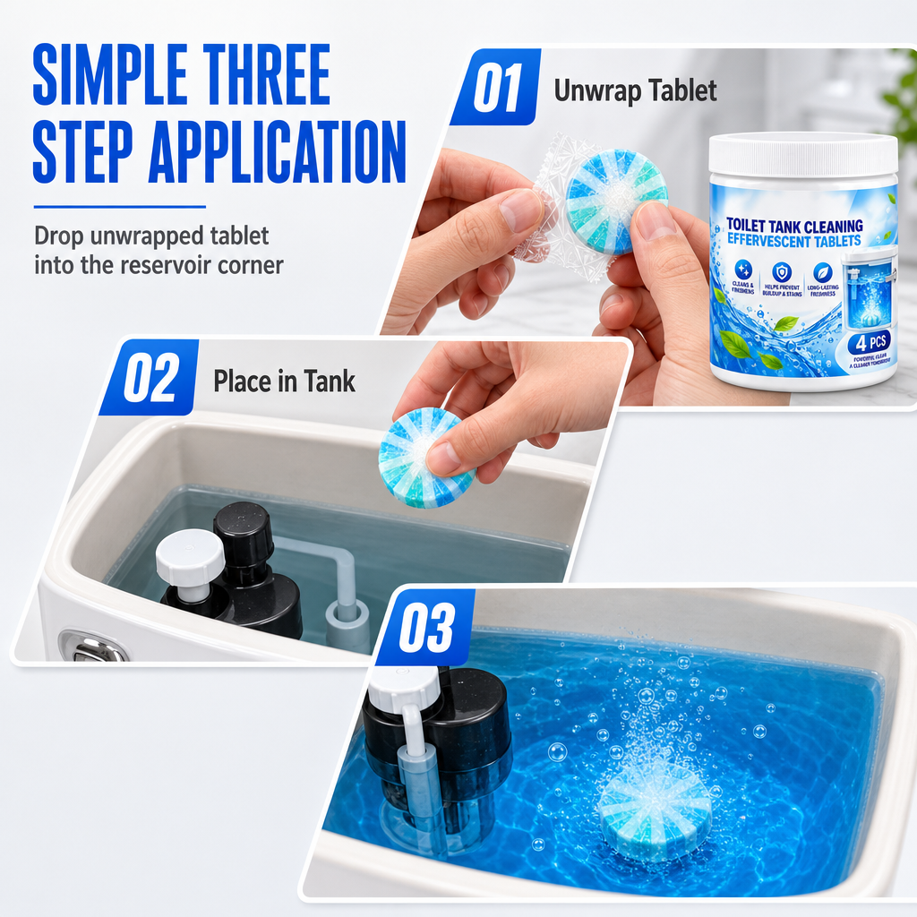 🚽✨Effervescent Toilet Bowl & Tank Cleaning Tablets – Fast-Acting, Deep Clean, Removes Stains & Odors