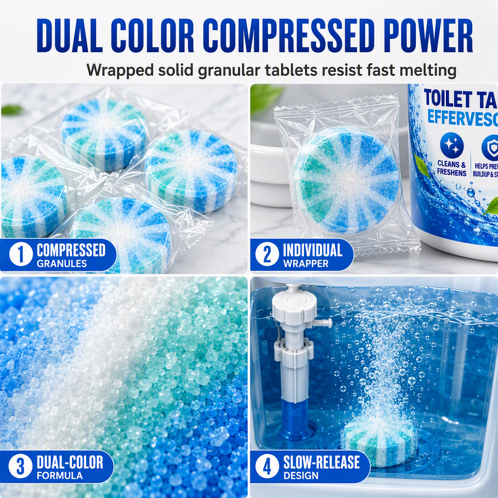 🚽✨Effervescent Toilet Bowl & Tank Cleaning Tablets – Fast-Acting, Deep Clean, Removes Stains & Odors