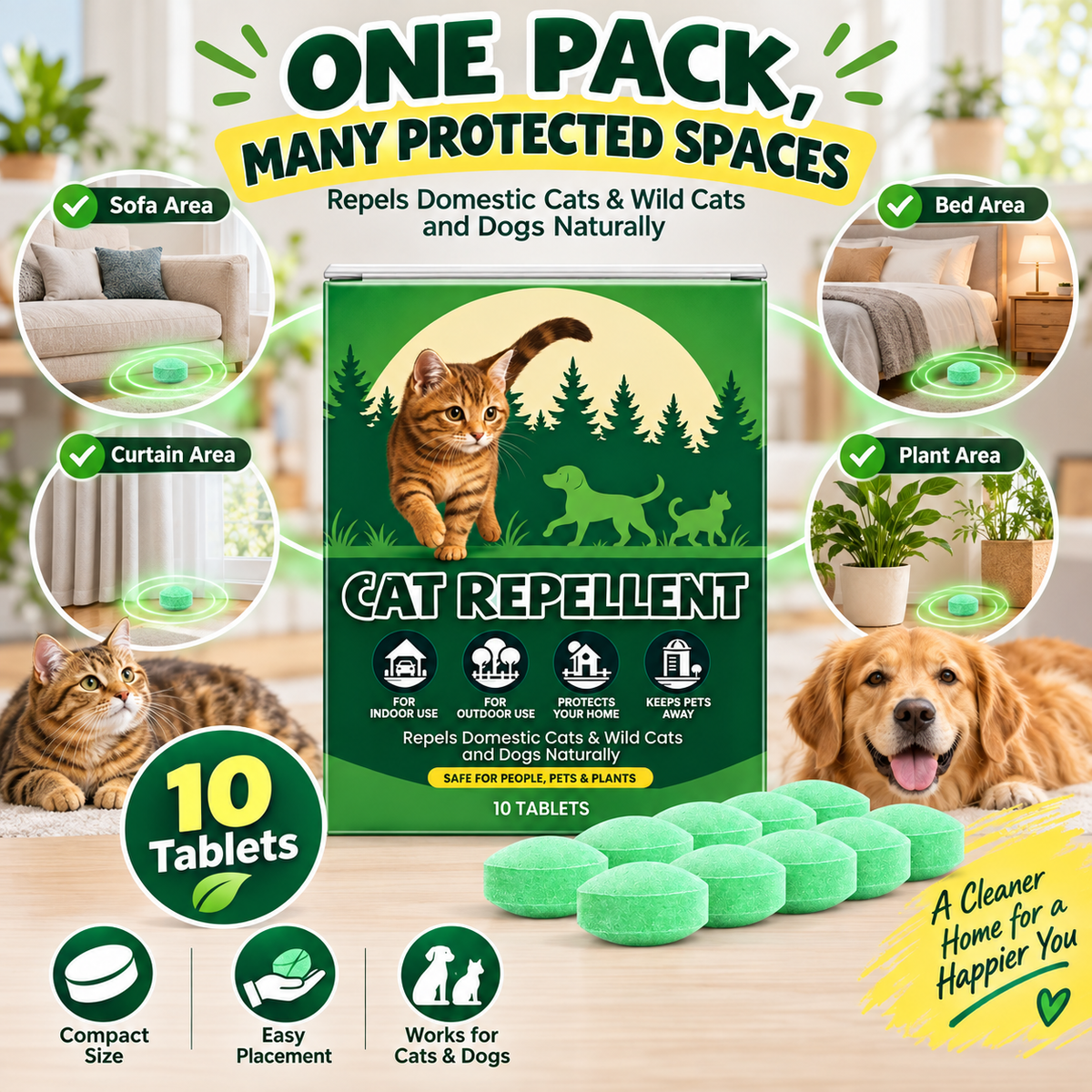 🌿🐱Safe Plant-Extract Cat Repellent Pills – Gentle Formula, Keeps Cats Away Naturally