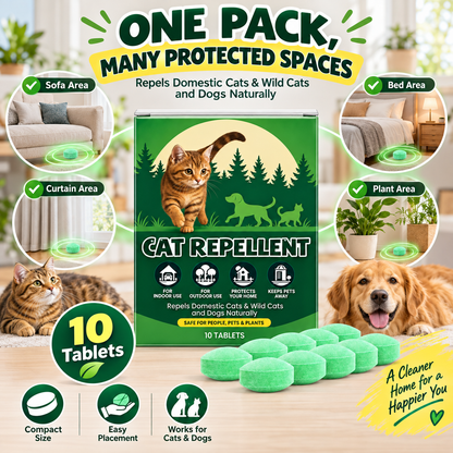 🌿🐱Safe Plant-Extract Cat Repellent Pills – Gentle Formula, Keeps Cats Away Naturally