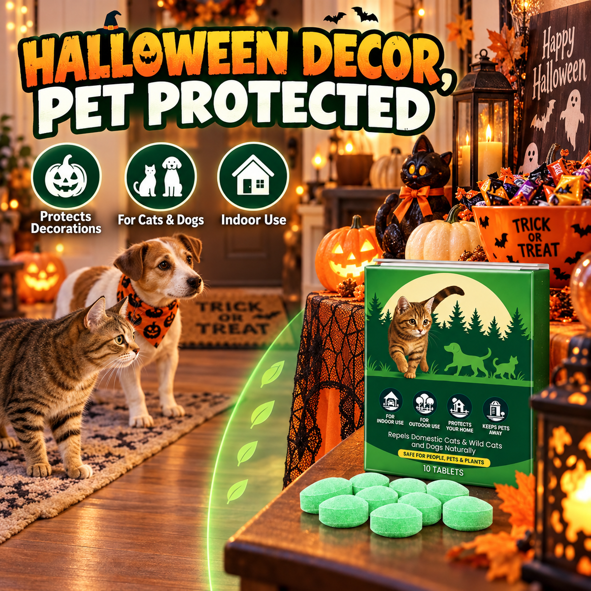 🌿🐱Safe Plant-Extract Cat Repellent Pills – Gentle Formula, Keeps Cats Away Naturally