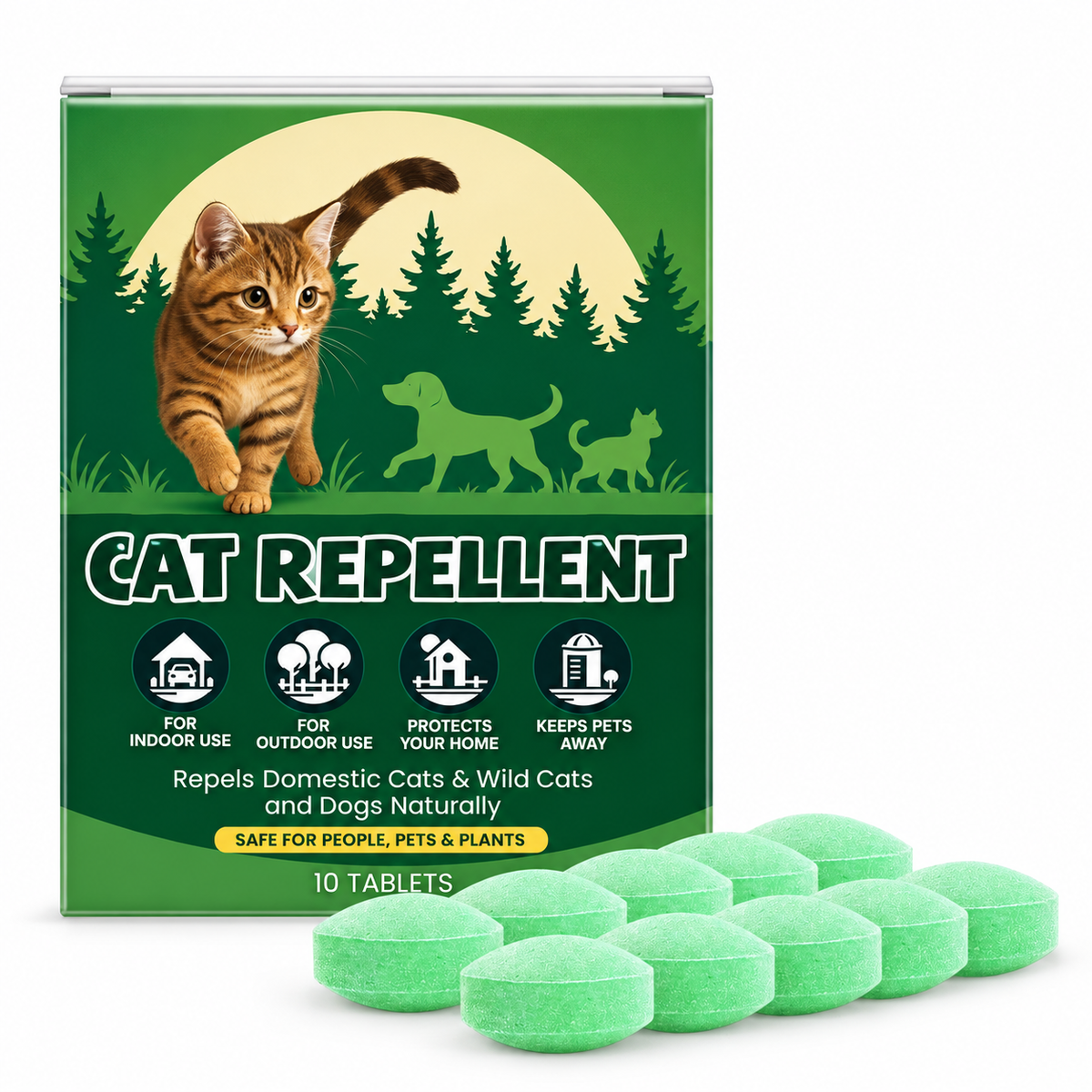 🌿🐱Safe Plant-Extract Cat Repellent Pills – Gentle Formula, Keeps Cats Away Naturally