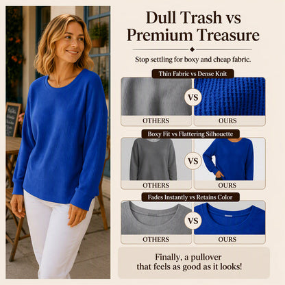 Textured Look, Relaxed Fit | Women's Waffle-Knit Loose-Fit Sweatshirt