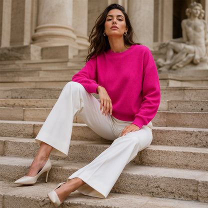 Textured Look, Relaxed Fit | Women's Waffle-Knit Loose-Fit Sweatshirt