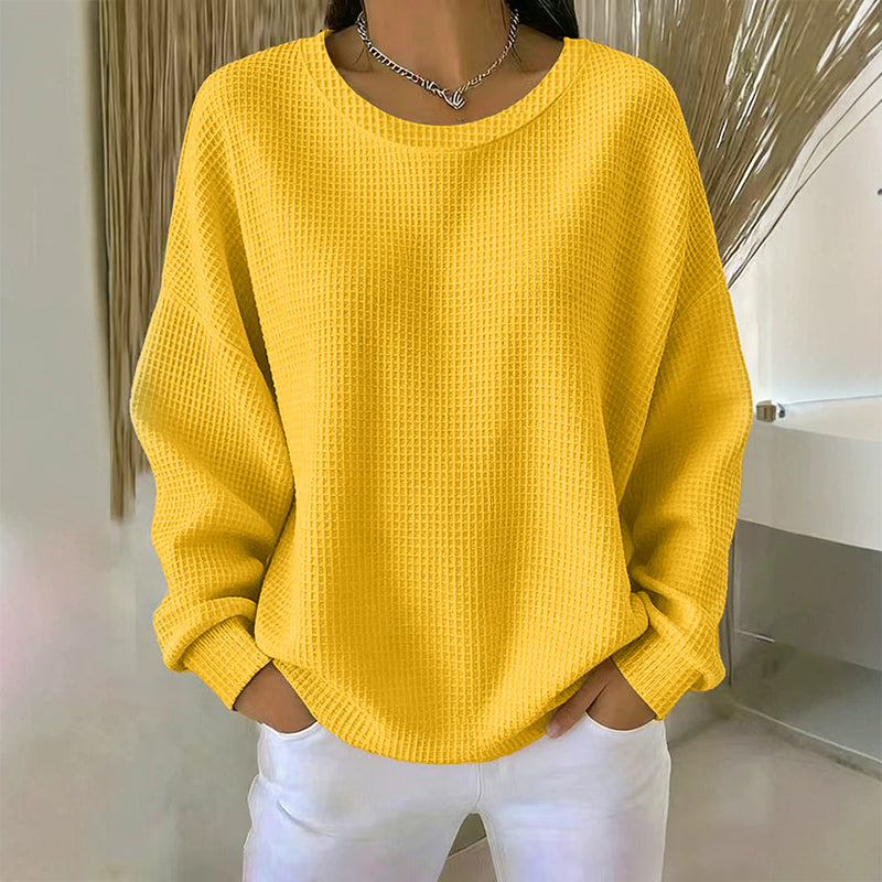 Textured Look, Relaxed Fit | Women's Waffle-Knit Loose-Fit Sweatshirt