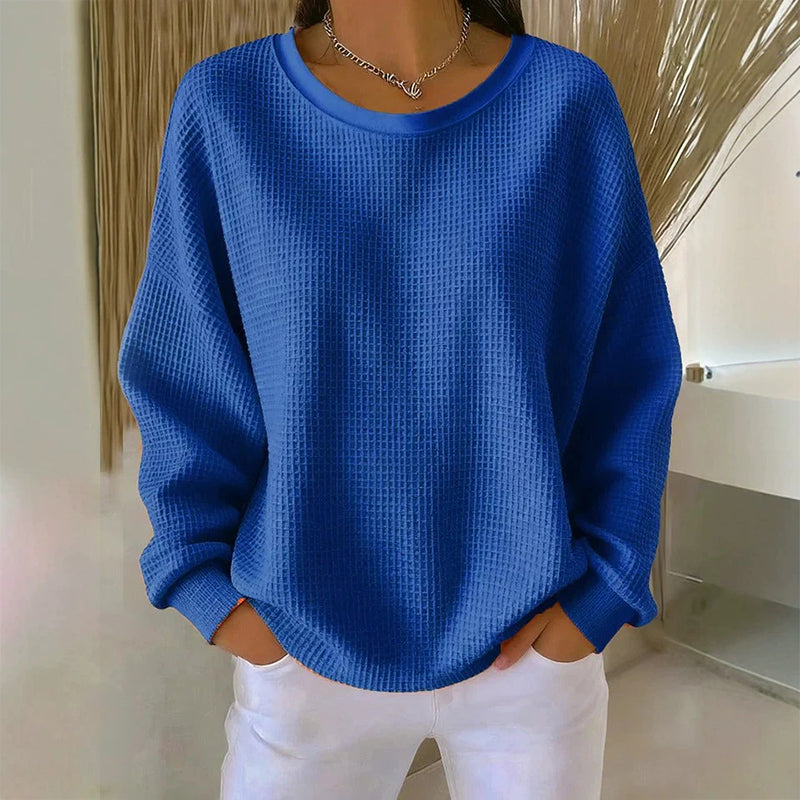 Textured Look, Relaxed Fit | Women's Waffle-Knit Loose-Fit Sweatshirt
