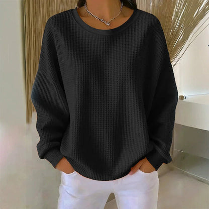 Textured Look, Relaxed Fit | Women's Waffle-Knit Loose-Fit Sweatshirt